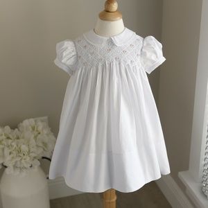 Smocked White Dress Vintage Feltman Brothers 24 Months Portraits Party Like New